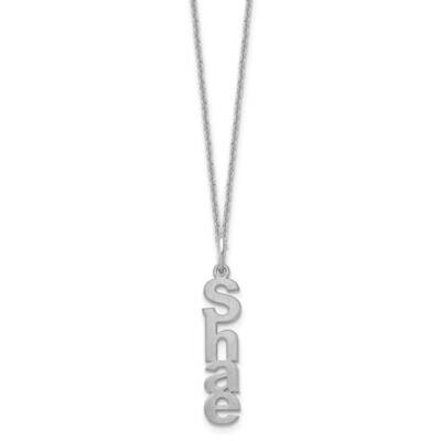 Brushed Vertical 1 Name Charm Necklace 10k White Gold 10XNA1256/1W, MPN: 10XNA1256/1W,