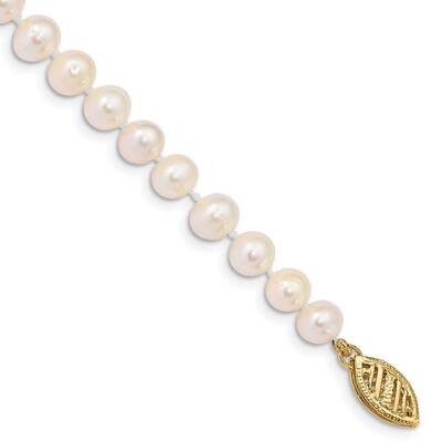 5-6mm White Near Round Freshwater Cultured Pearl Necklace 10k Gold 10WPN050-16, MPN: 10WPN050-16,