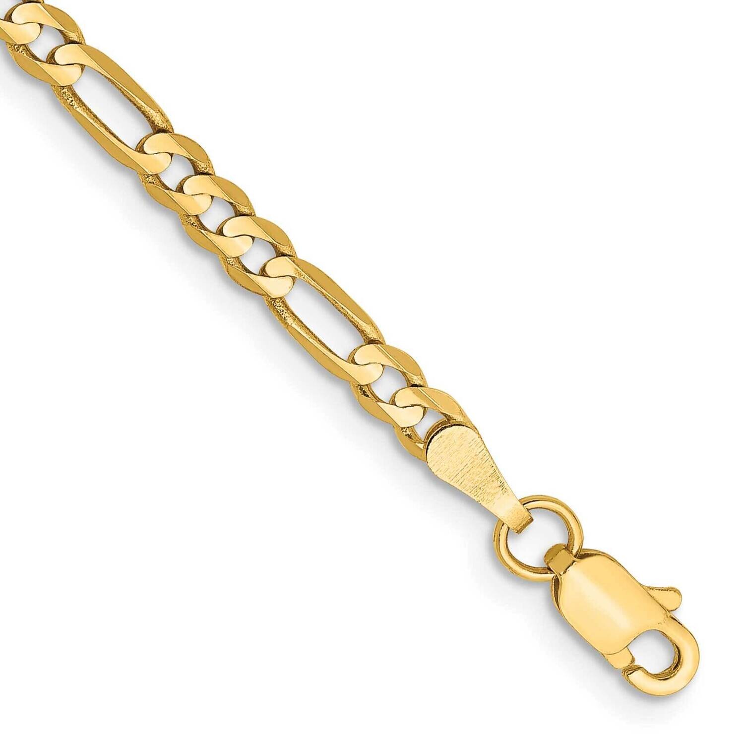 3mm Concave Figaro Chain 9 Inch 10k Gold 10LF080-9 by Men&#39;s Jewelry and Accessories, MPN: 10LF080-9,