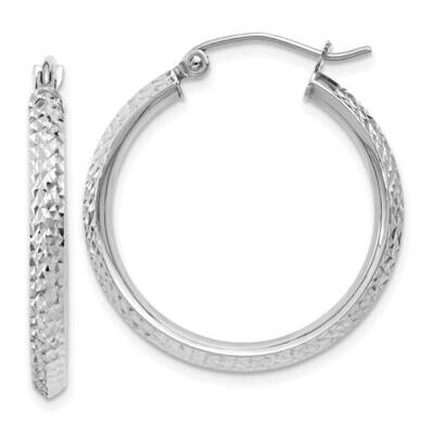Knife Edge Diamond-Cut 2.5X25mm Hoop Earrings 10k White Gold 10TC825, MPN: 10TC825,