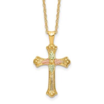 12K Accents Black Hills Gold Cross 18 Inch Necklace 10k Gold 10BH729-18, MPN: 10BH729-18,