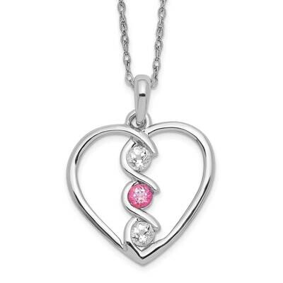 Clear &amp; Pink Swarovski Topaz Heart Of Inspiration 2 Inch Extension Necklace 10k White Gold 10SV230W…