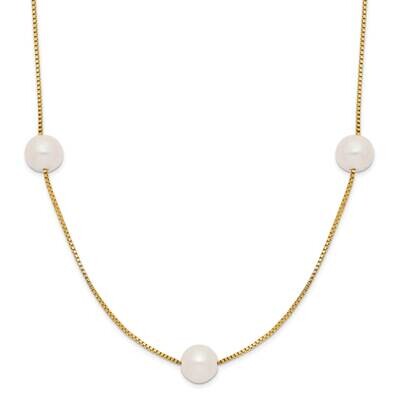 5-6mm Round White Fwc Pearl 9-Station Necklace 10k Gold 10XF772-18, MPN: 10XF772-18,