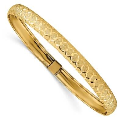 Hexagonal Design Diamond-Cut Flexible Bangle 10k Gold 10DB699, MPN: 10DB699,