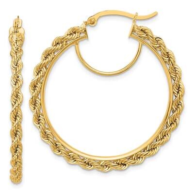 Diamond-Cut Rope 2.95mm Hoop Earrings 10k Polished Gold 10ER342, MPN: 10ER342,