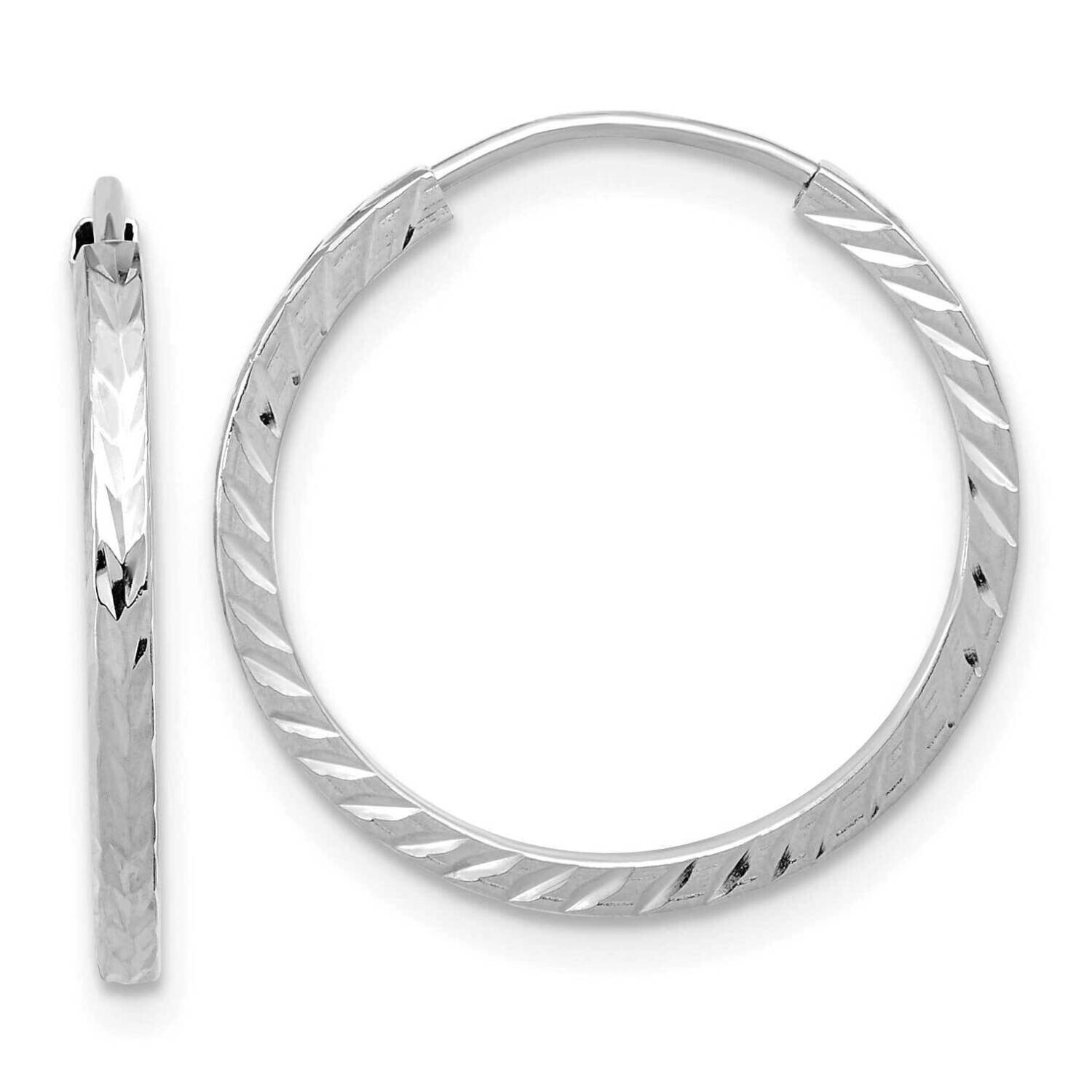 Diamond-Cut Square Tube Endless Hoop Earrings 10k White Gold 10TF995W, MPN: 10TF995W,