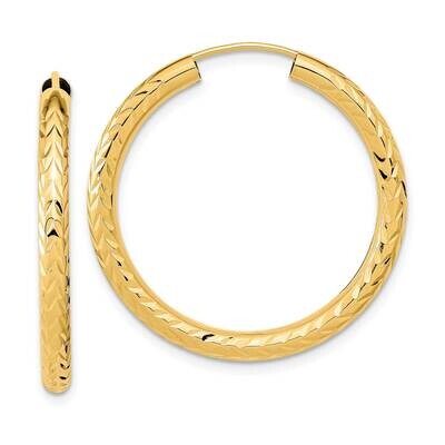 &amp; Diamond-Cut Endless Hoop Earrings 10k Polished Gold 10TF1006, MPN: 10TF1006,