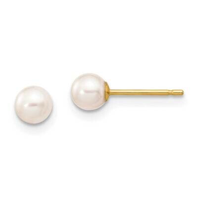 4-5mm White Round Freshwater Cultured Pearl Stud Post Earrings 10k Gold 10X40PW, MPN: 10X40PW,