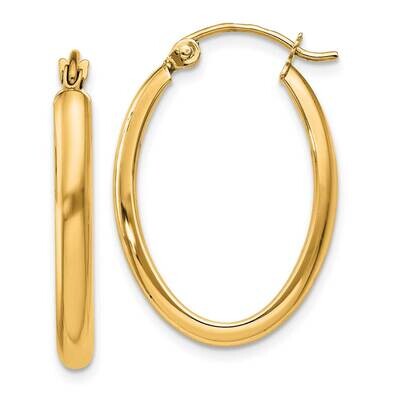 2.75mm Oval Tube Hoop Earrings 10k Polished Gold 10TF112Y, MPN: 10TF112Y,