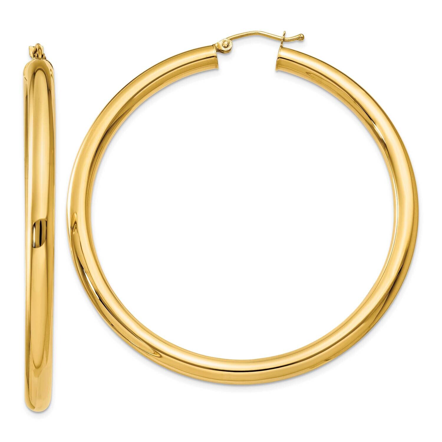 4mm Lightweight Tube Hoop Earrings 10k Polished Gold 10T953L