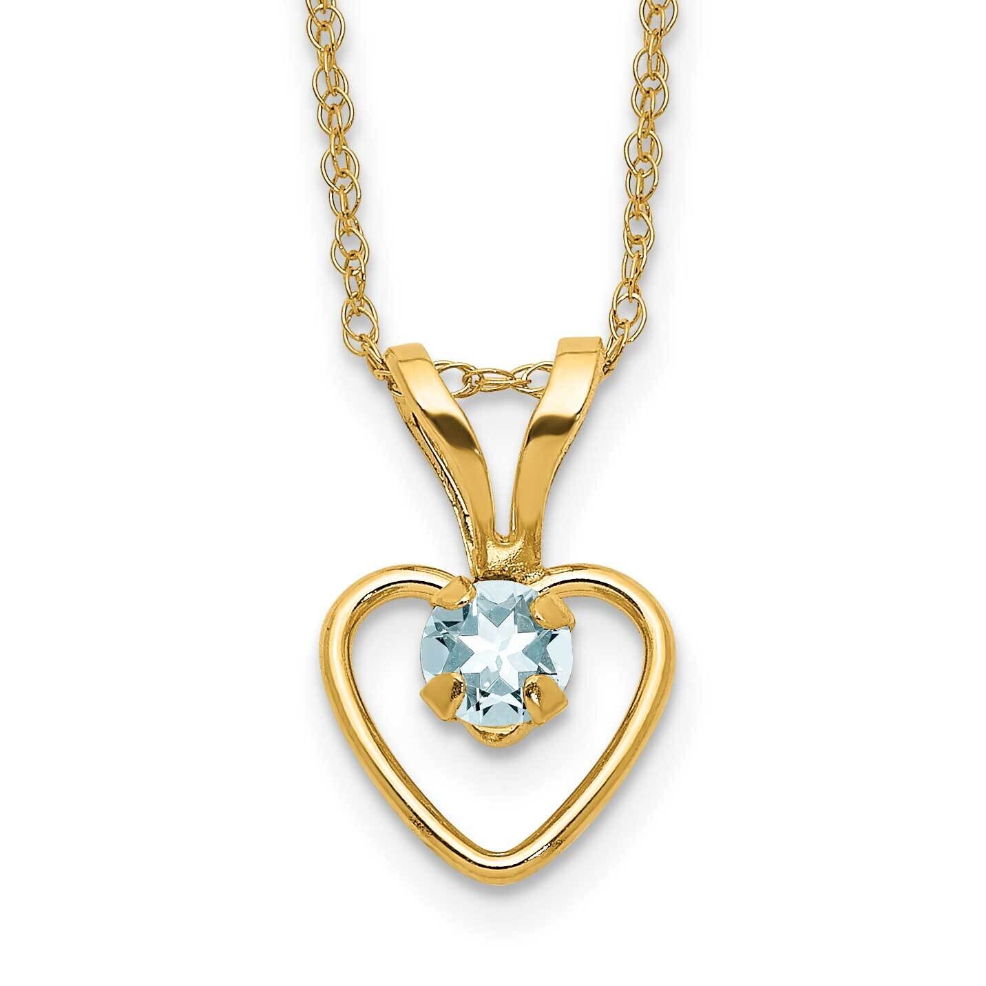 Madi K 3mm Aquamarine Heart Birthstone Necklace 10k Gold 10GK402-15, MPN: 10GK402-15,