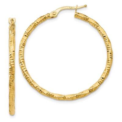 Textured Hoop Earrings 10k Polished Gold 10TH672, MPN: 10TH672,