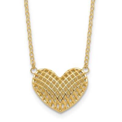 Hollow 3D Heart 18 Inch Necklace 10k Polished Gold 10C1476-18, MPN: 10C1476-18,