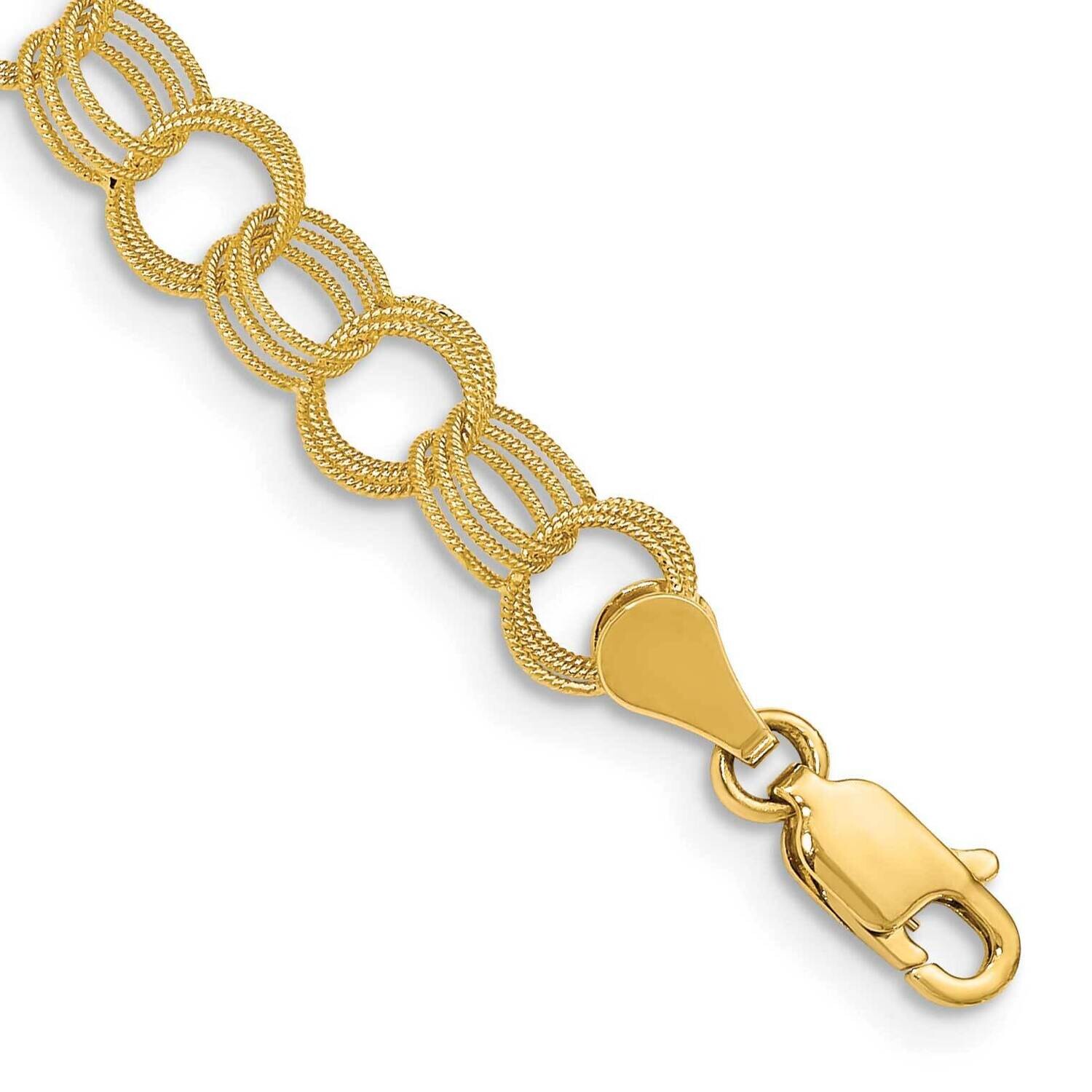 Solid Triple Link Charm Bracelet 8 Inch 10k Gold 10DO536-8, MPN: 10DO536-8,