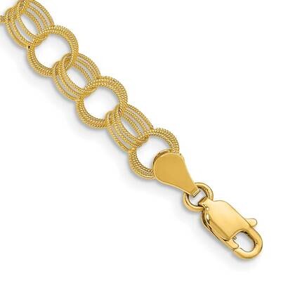 Solid Triple Link Charm Bracelet 8 Inch 10k Gold 10DO536-8, MPN: 10DO536-8,