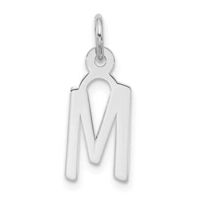 Large Slanted Block Initial M Charm 10k White Gold 10WC1555M, MPN: 10WC1555M,