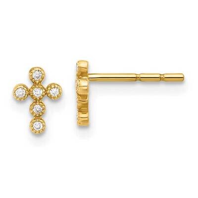 CZ Cross Post Earrings 10k Polished Gold 10ER369, MPN: 10ER369,