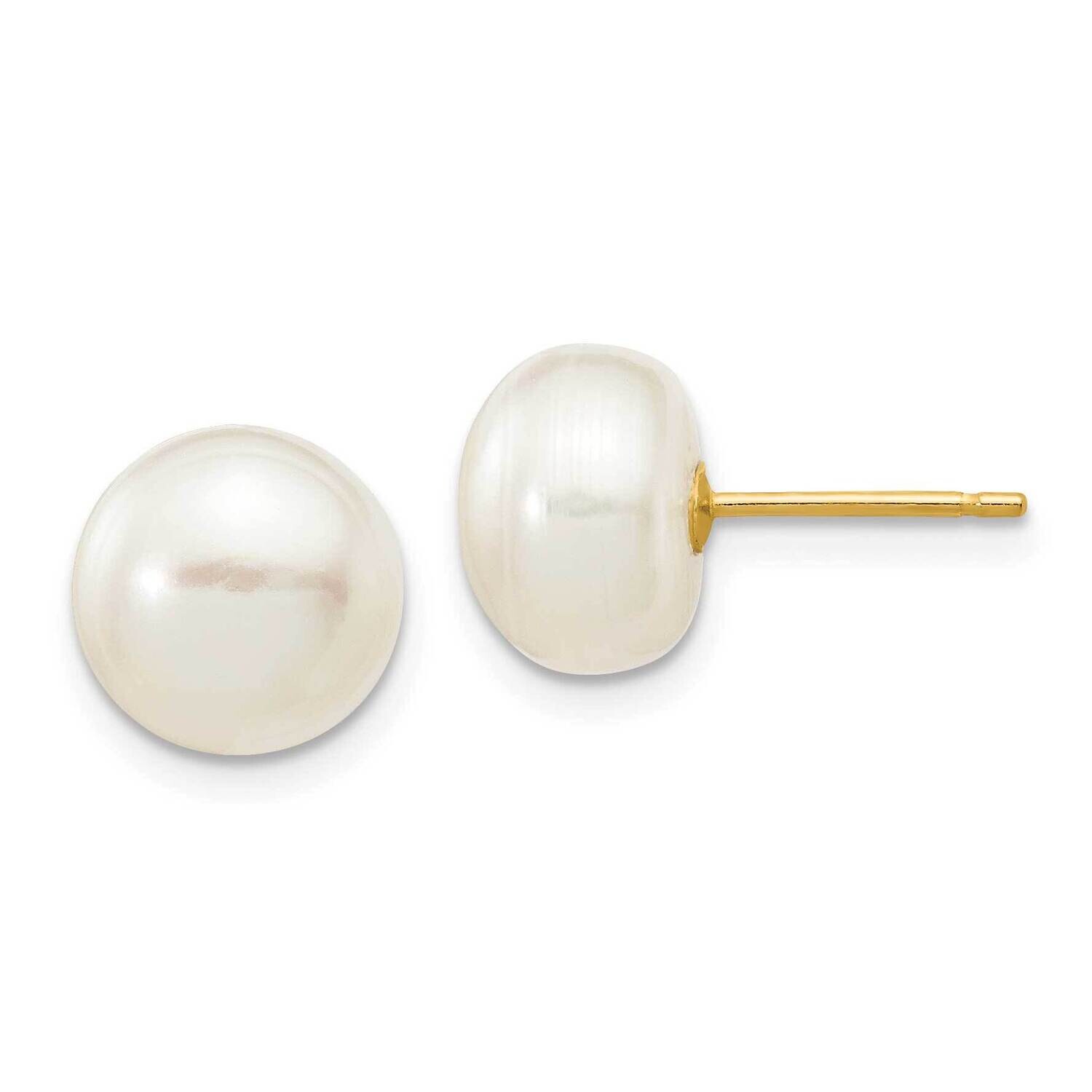 8-9mm White Button Freshwater Cultured Pearl Stud Post Earrings 10k Gold 10X80BW, MPN: 10X80BW,