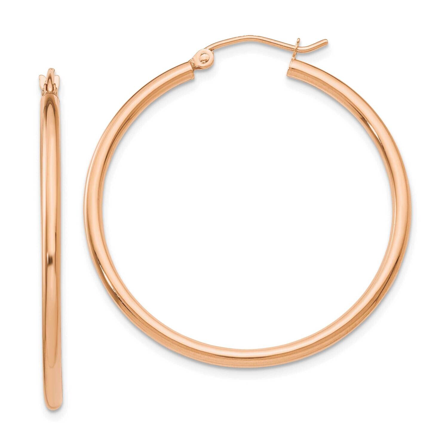 Polished 2mm Lightweight Tube Hoop Earrings 10k Rose Gold 10TE527, MPN: 10TE527,