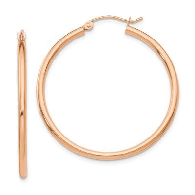 Polished 2mm Lightweight Tube Hoop Earrings 10k Rose Gold 10TE527, MPN: 10TE527,