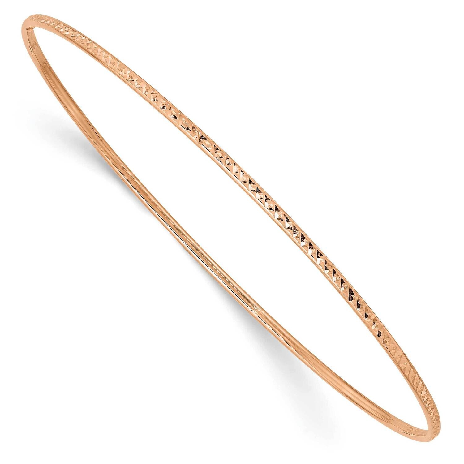 1.5mm Rose Gold Diamond-Cut Slip-On Bangle Bracelet 8 Inch 10k Gold 10DB545, MPN: 10DB545,