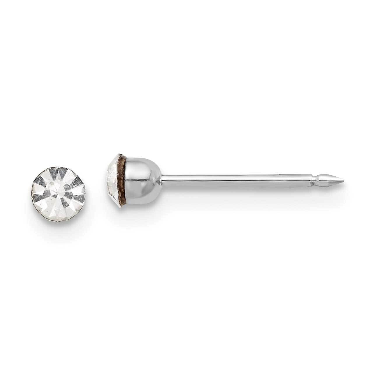 Inverness 3mm Swarovski Crystal Post Earrings 14k White Gold 1040E, MPN: 1040E,