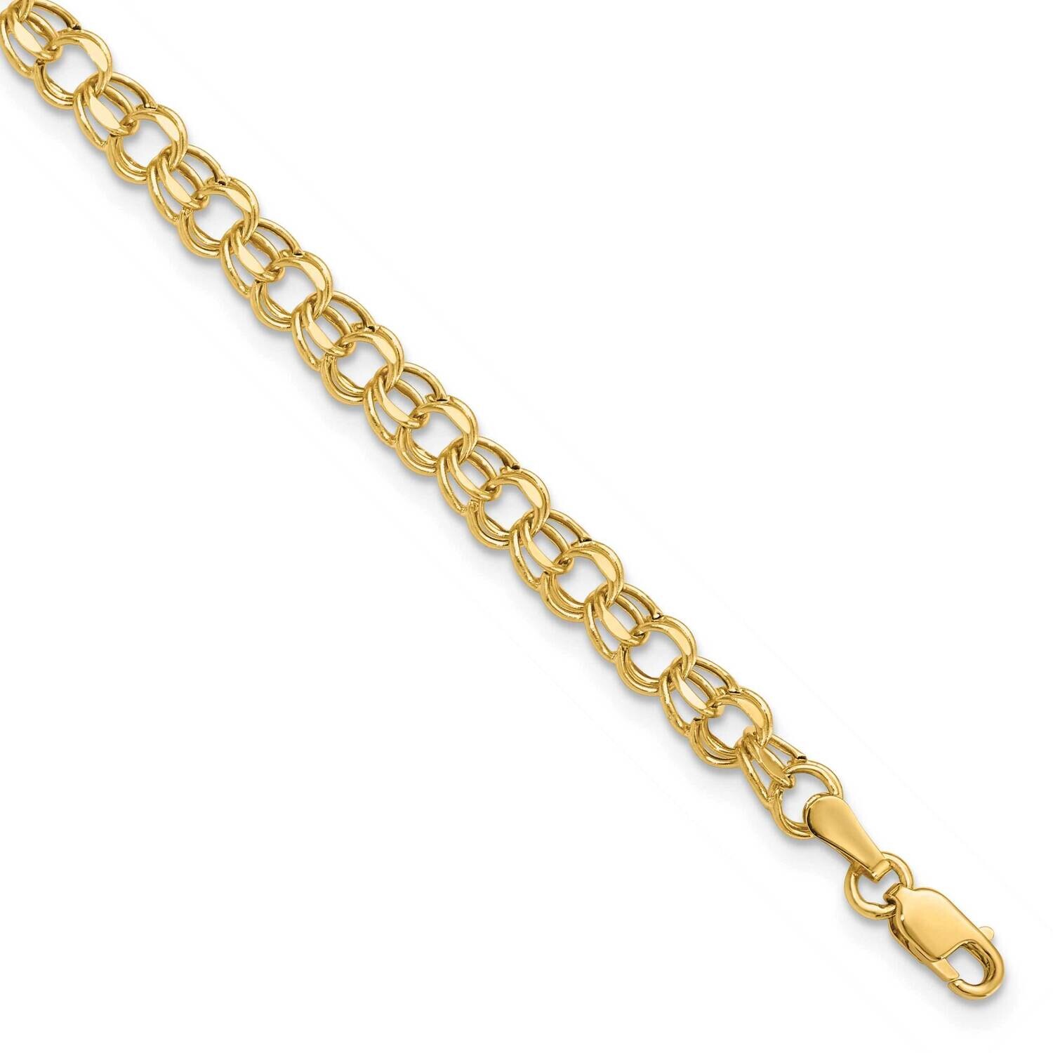 7 Inch 4.5mm Hollow Diamond-Cut Double Link Charm Bracelet 10k Gold 10DOH21-6