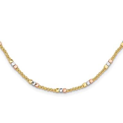 Diamond-Cut Beaded 18 Inch Necklace 10k Tri-Color Gold 10SF2986TR-18, MPN: 10SF2986TR-18,
