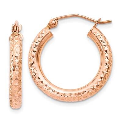 3mm Diamond-Cut Hoops Earrings 10k Rose Gold 10T1015, MPN: 10T1015, 196904147801