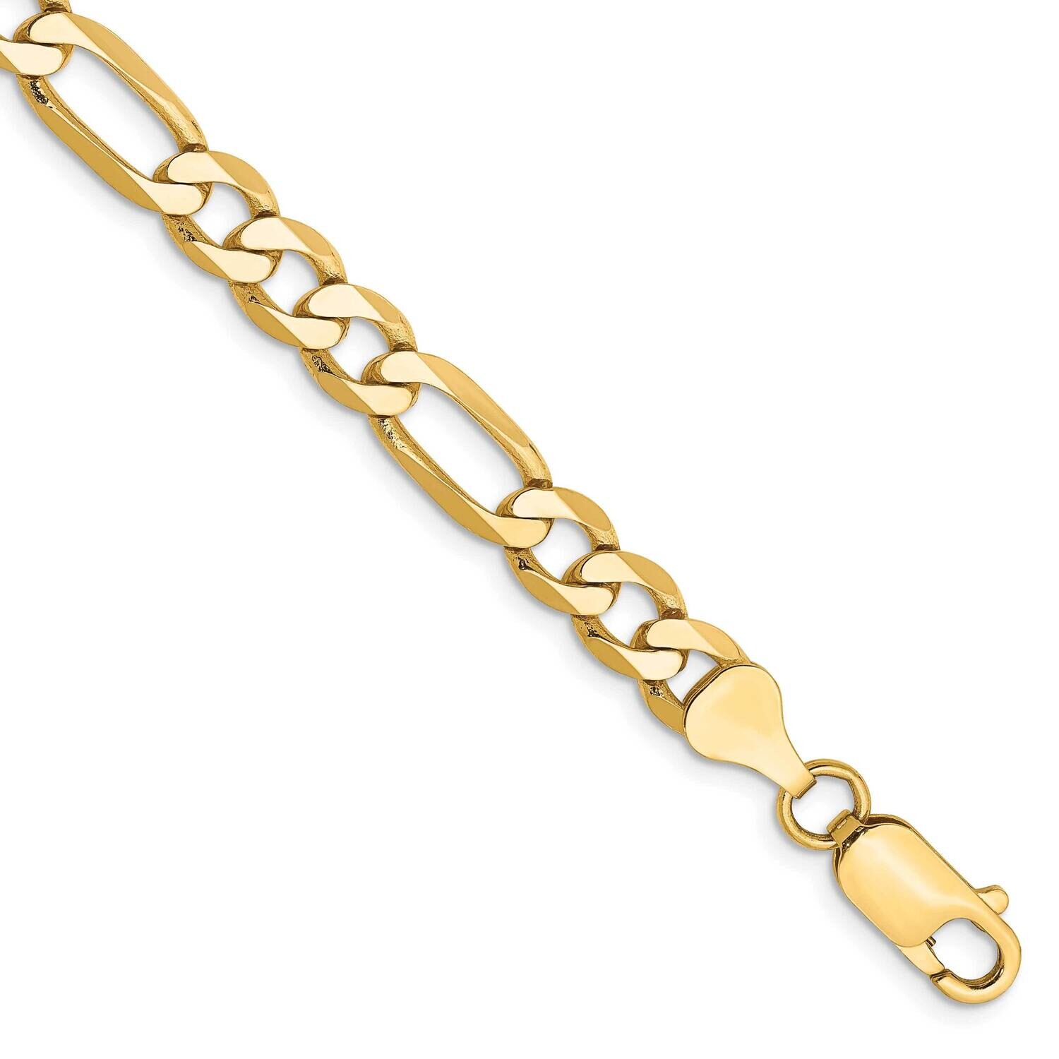 6.25mm Flat Figaro Chain 7 Inch 10k Gold 10FG160-7, MPN: 10FG160-7,