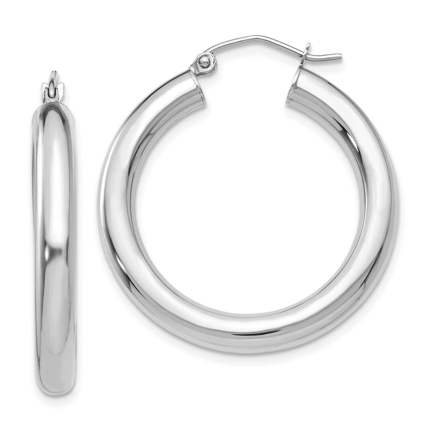 Polished 4mm Lightweight Tube Hoop Earrings 10k White Gold 10T860L, MPN: 10T860L,