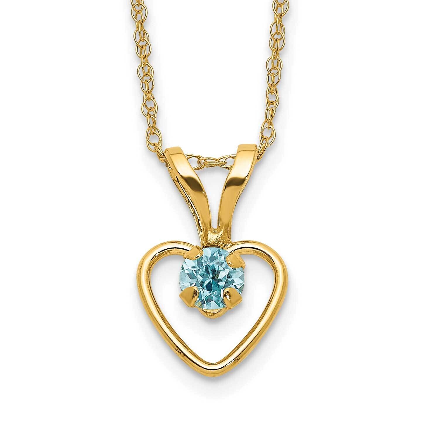 Madi K 3mm Blue Zircon Heart Birthstone Necklace 10k Gold 10GK414-15, MPN: 10GK414-15,