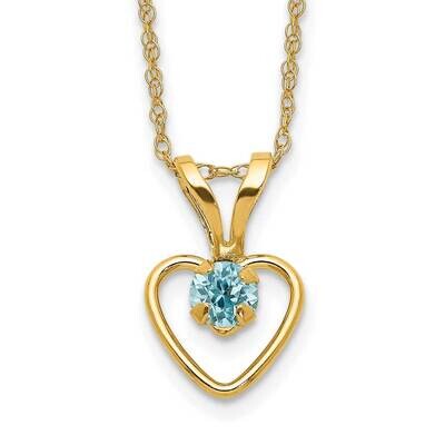 Madi K 3mm Blue Zircon Heart Birthstone Necklace 10k Gold 10GK414-15, MPN: 10GK414-15,