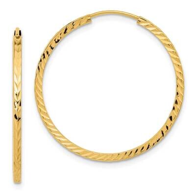 Diamond-Cut Square Tube Endless Hoop Earrings 10k Gold 10TF997, MPN: 10TF997,