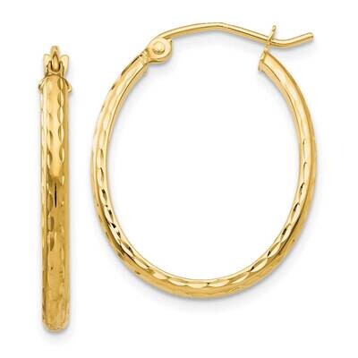 Lightweight Diamond-Cut Oval Hoop Earrings 10k Gold 10TE512, MPN: 10TE512,