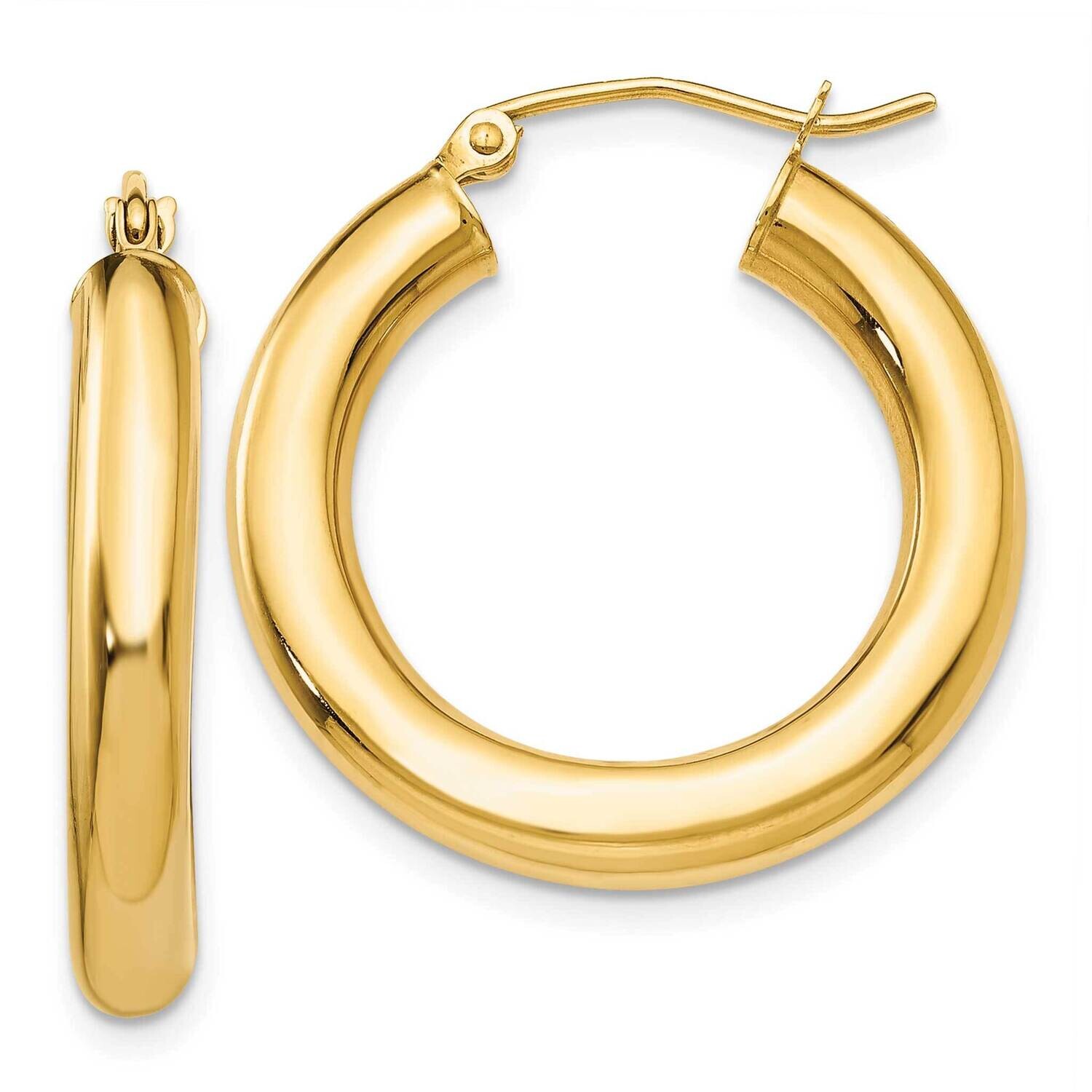 4mm Lightweight Tube Hoop Earrings 10k Polished Gold 10T950L