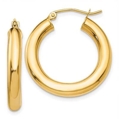4mm Lightweight Tube Hoop Earrings 10k Polished Gold 10T950L, MPN: 10T950L, 196904097359