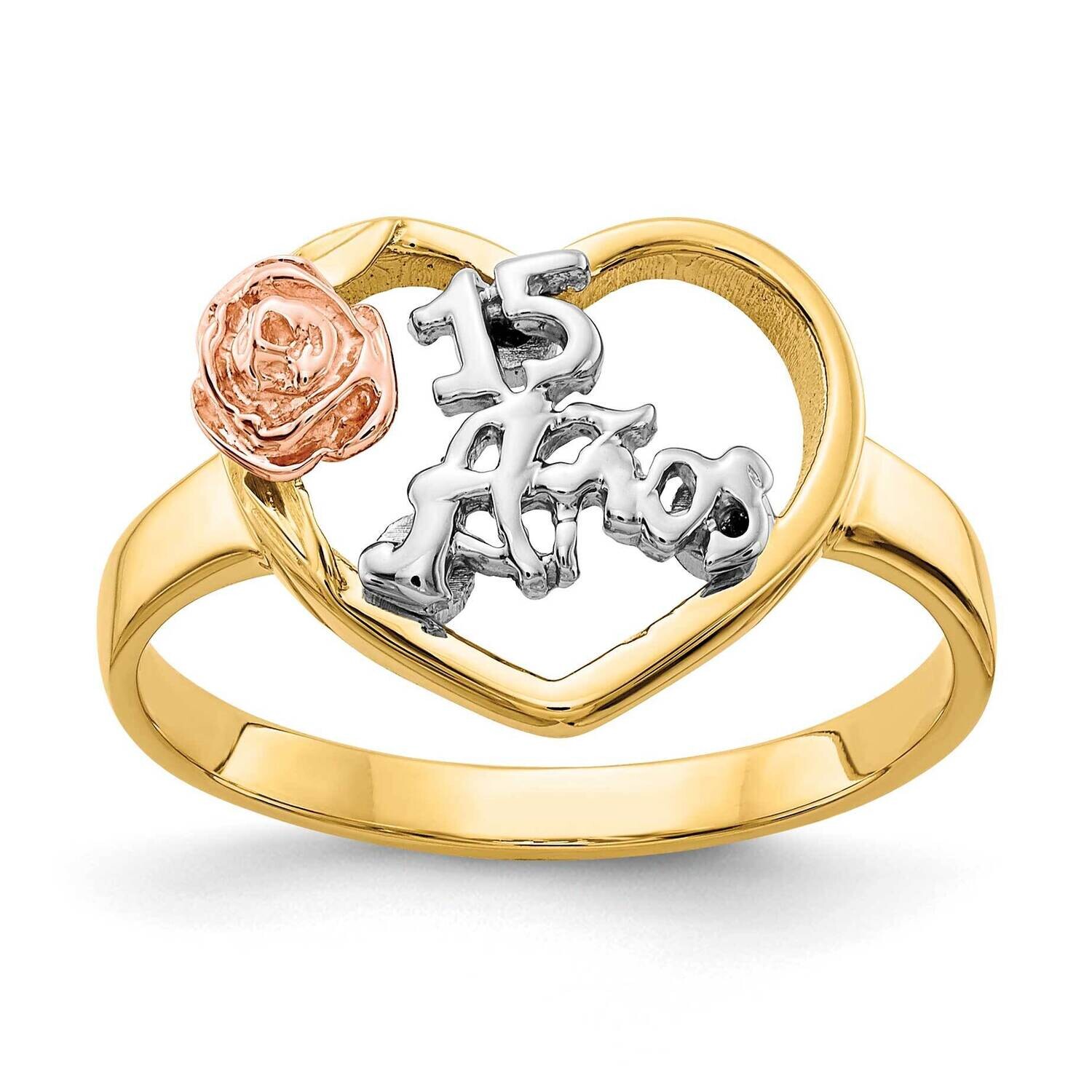 &amp; Rhodium 15 Anos Ring 10k Two-Tone Gold 10K642, MPN: 10K642,