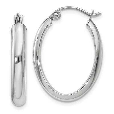 Polished 3.75mm Oval Tube Hoop Earrings 10k White Gold 10TF115, MPN: 10TF115,