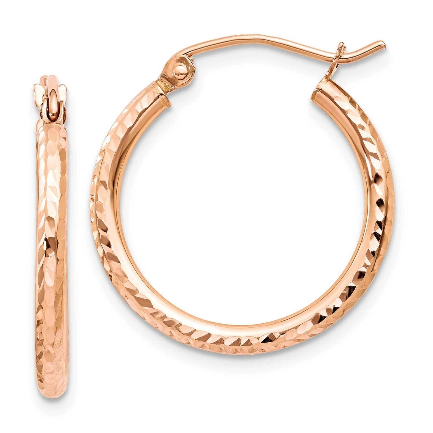Diamond-Cut Polished Hoop Earrings 10k Rose Gold 10TE520, MPN: 10TE520,