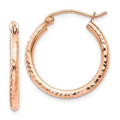 Diamond-Cut Polished Hoop Earrings 10k Rose Gold 10TE520, MPN: 10TE520,