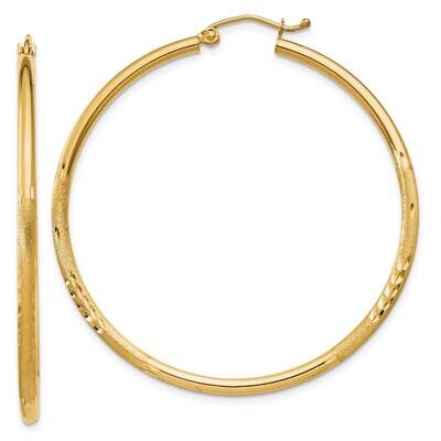 Satin Diamond-Cut 2mm Round Tube Hoop Earrings 10k Gold 10TC214, MPN: 10TC214,