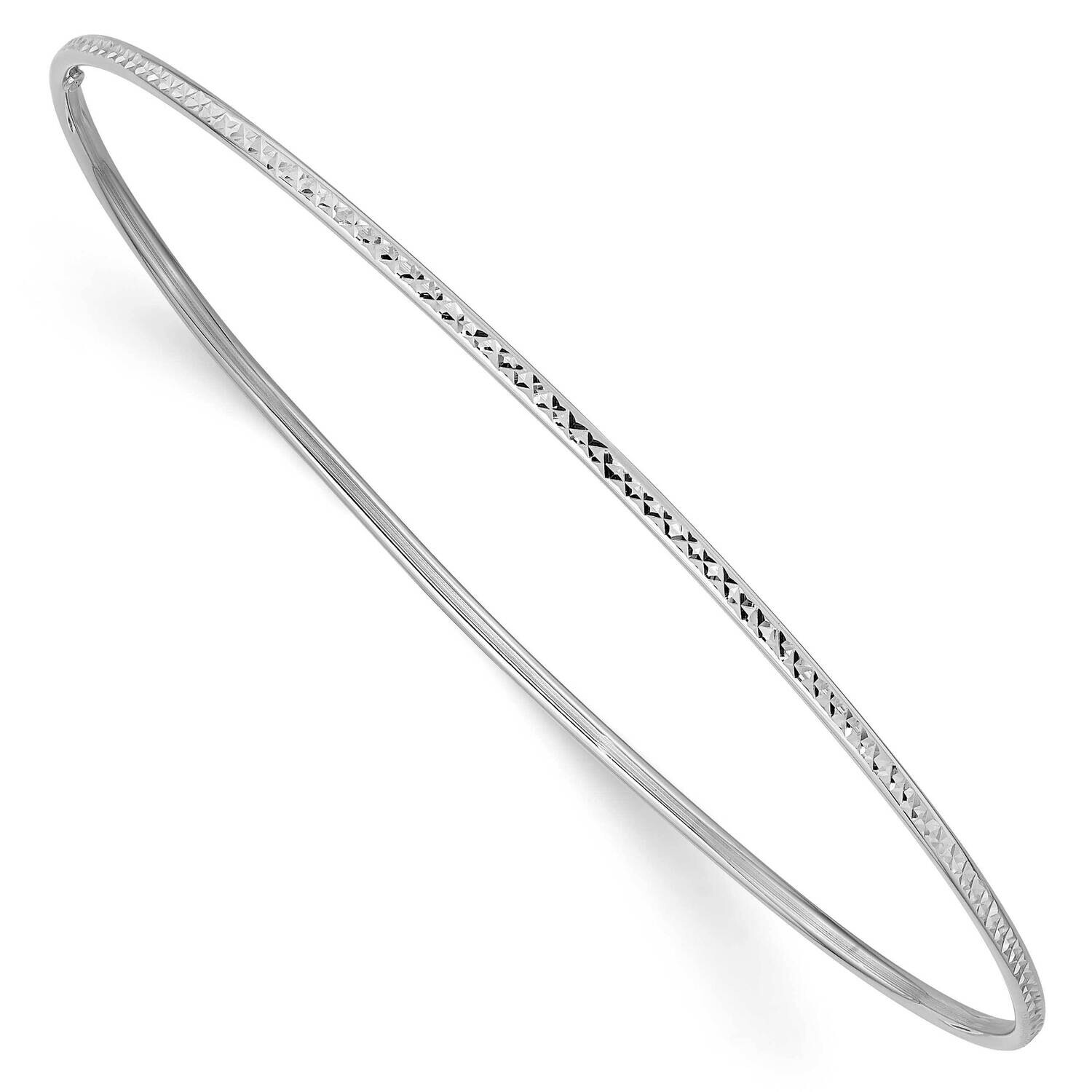 1.5mm White Gold Diamond-Cut Slip-On Bangle Bracelet 8 Inch 10k Gold 10DB546, MPN: 10DB546,