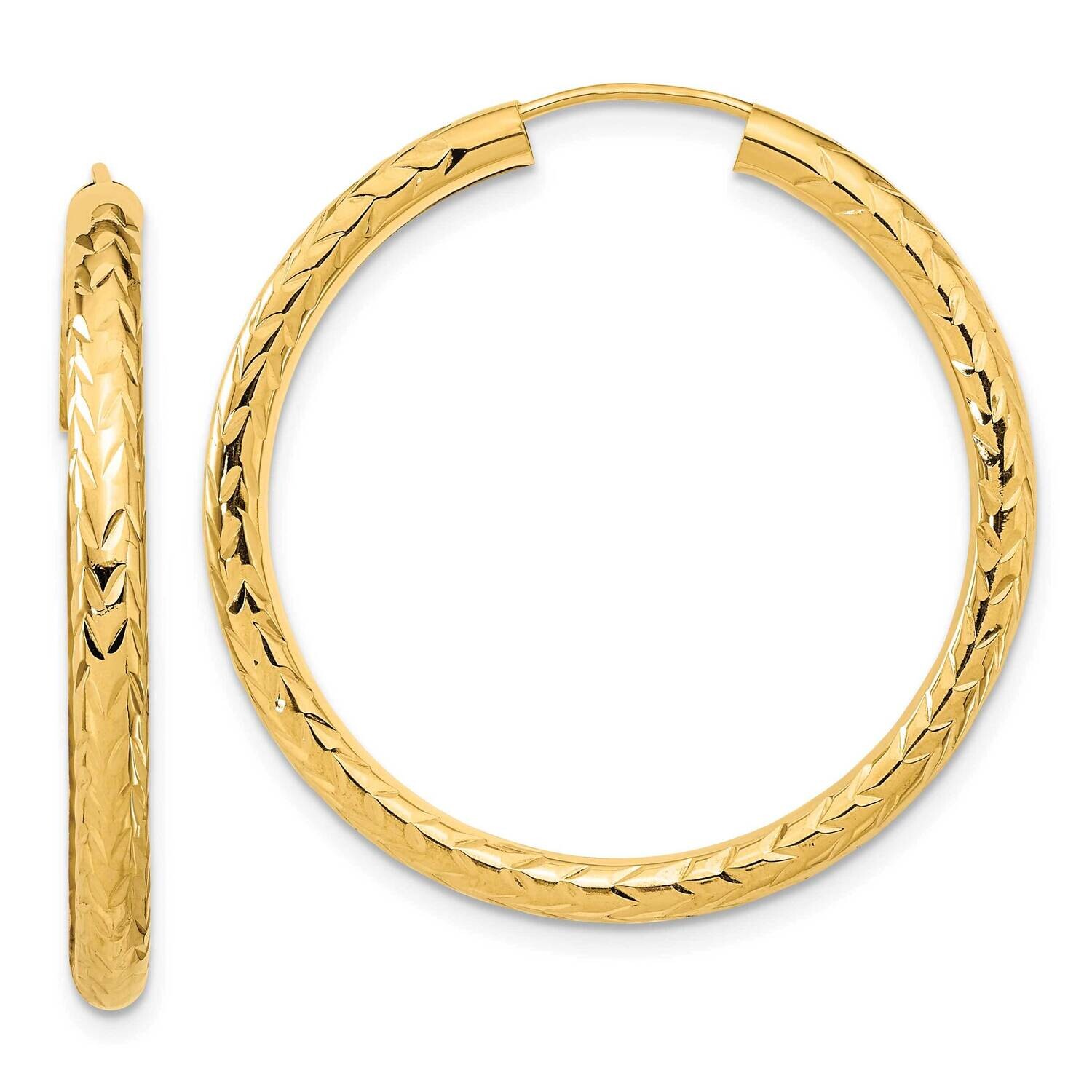 &amp; Diamond-Cut Endless Hoop Earrings 10k Polished Gold 10TF1007, MPN: 10TF1007,