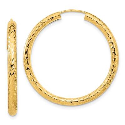 &amp; Diamond-Cut Endless Hoop Earrings 10k Polished Gold 10TF1007, MPN: 10TF1007,
