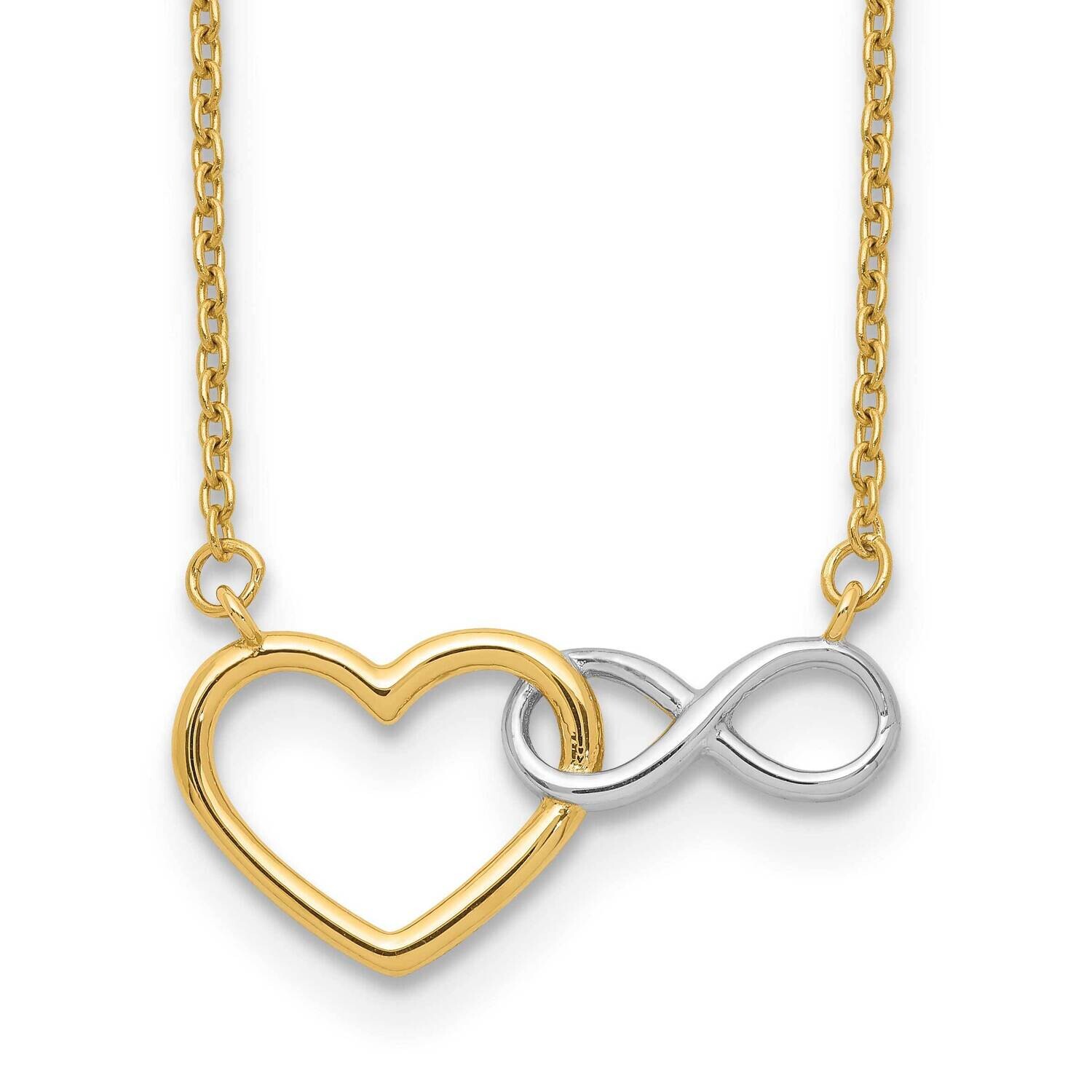 &amp; White Rhodium Heart Infinity Symbol Necklace 10k Gold 10SF2649-17, MPN: 10SF2649-17, 196904097526