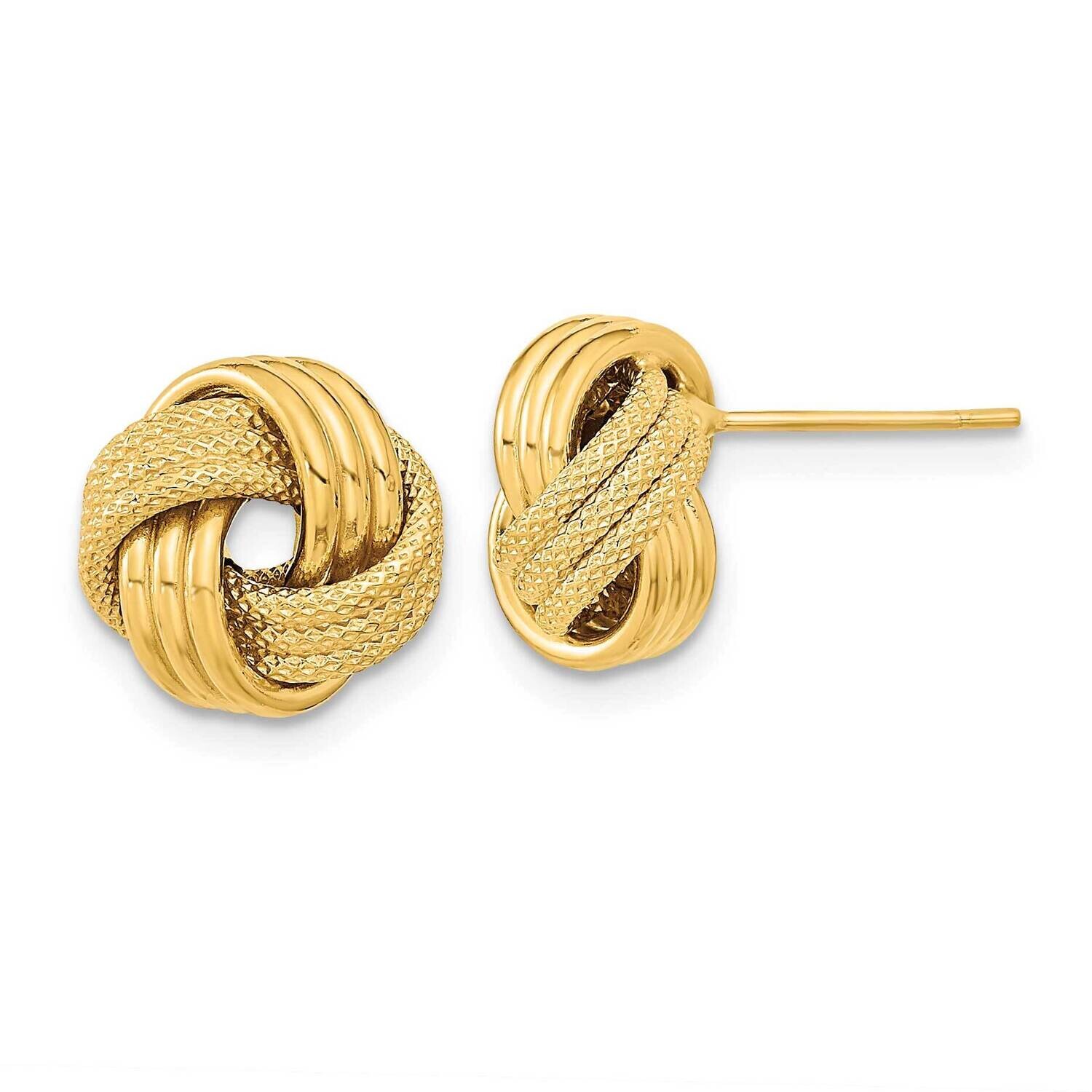 Textured Triple Love Knot Post Earrings 10k Polished Gold 10TL1061, MPN: 10TL1061, 196904149157