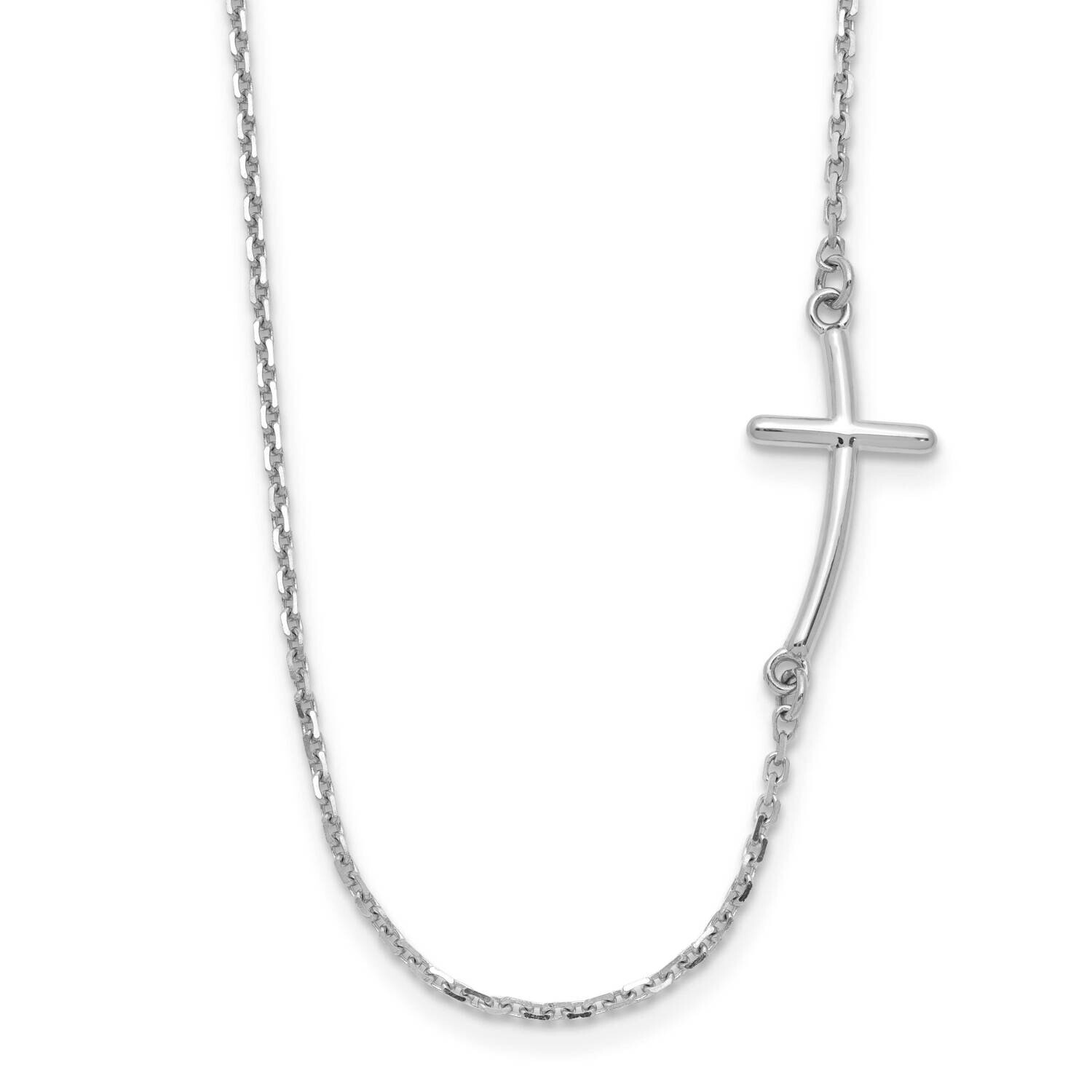 Small Sideways Curved Cross Necklace 10k White Gold 10SF2081-19, MPN: 10SF2081-19,