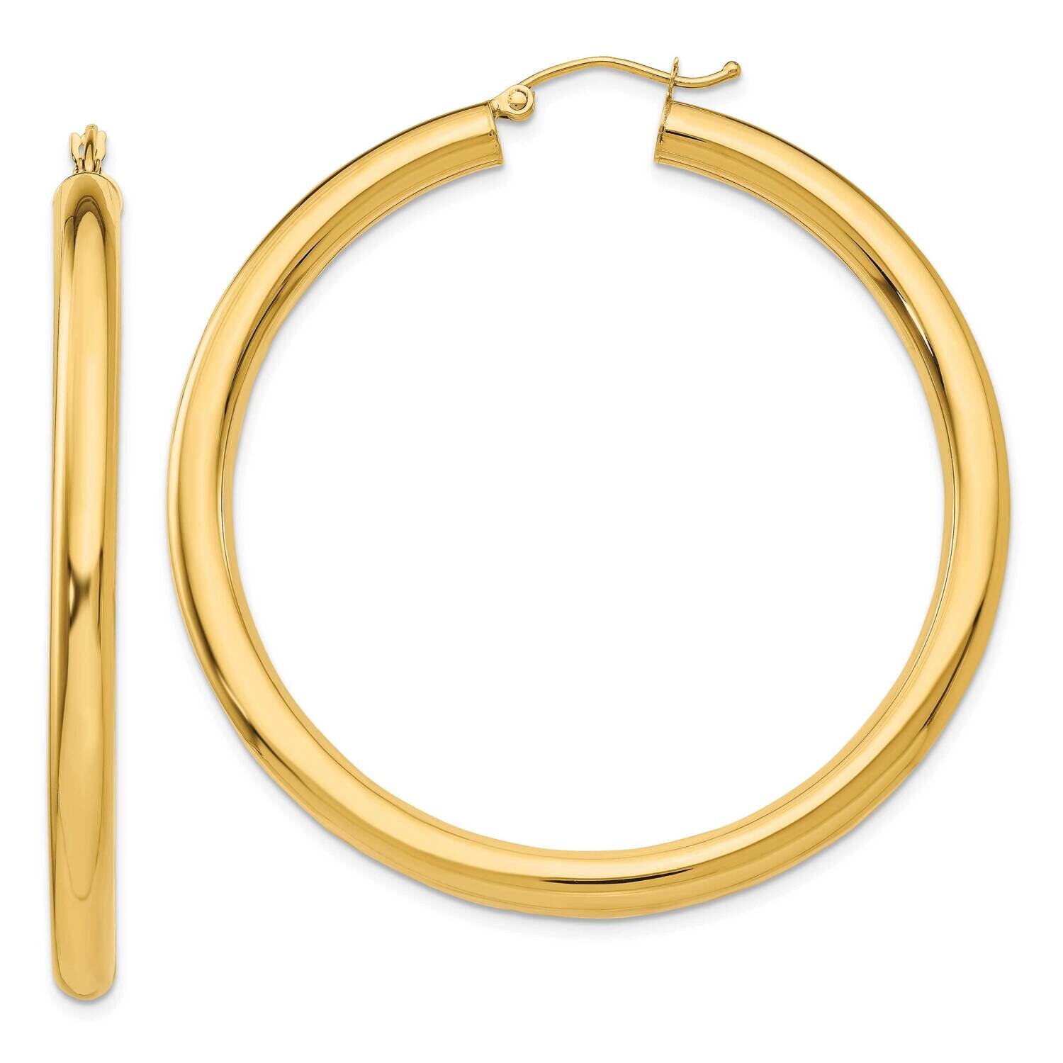 4mm Lightweight Tube Hoop Earrings 10k Polished Gold 10T952L, MPN: 10T952L,