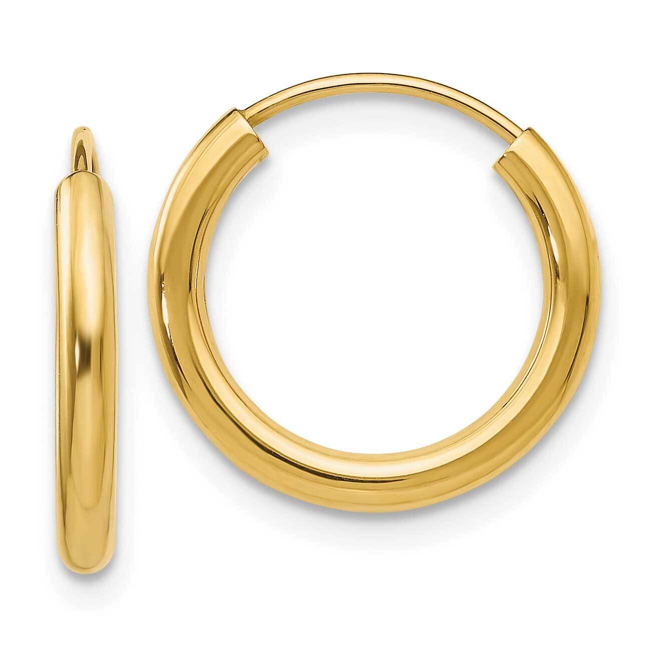 Round Endless 2mm Hoop Earrings 10k Polished Gold 10H977, MPN: 10H977,